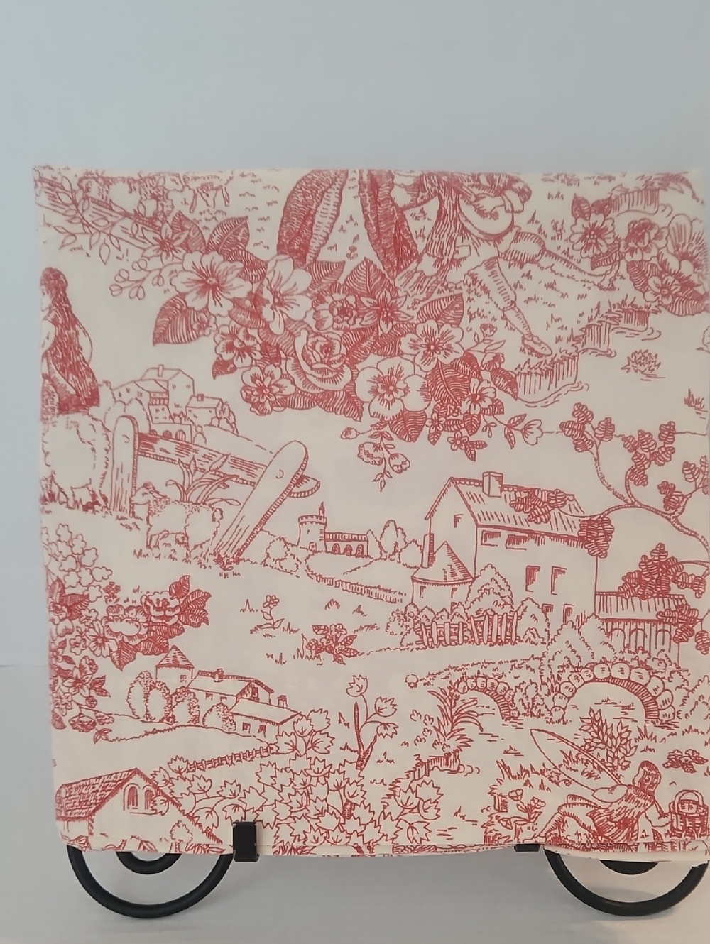 Martex Vintage Toile Cream Red Cotton Blend Percale Twin Flat Sheet